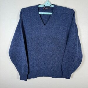 Vintage Faconnable Sweater Mens Medium V Neck Lambswool Scotland Pullover